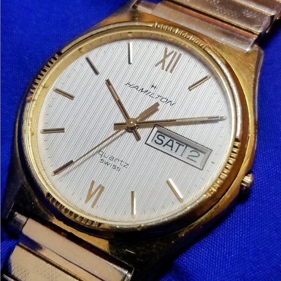 Hamilton 8640 Swiss Day Date Men’s Watch Gold Tone - Picture 1 of 7